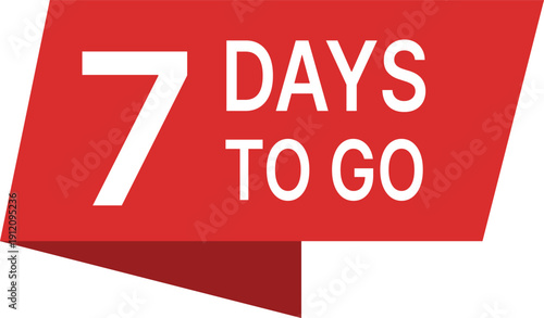Red banner with white text seven days to go countdown
