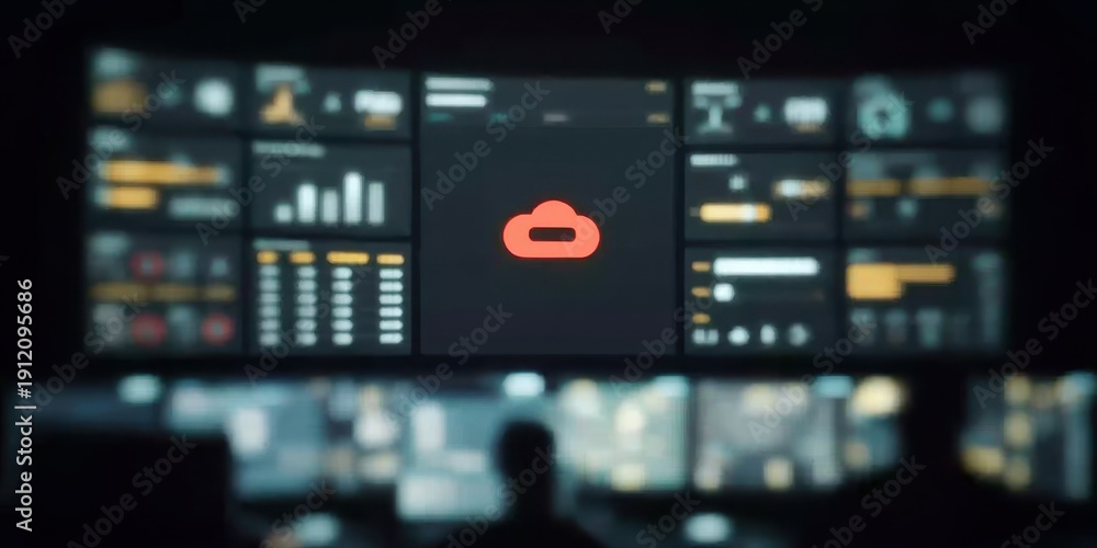 Fototapeta premium Robust cloud infrastructure sustains a scalable platform and interconnected system, advancing integration while delivering an enterprise grade solution