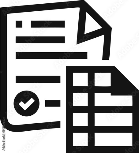 Official paperwork including an approved document and a structured data sheet with grid