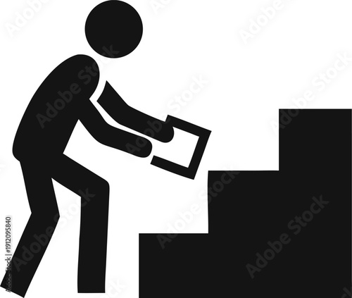 Person carefully places a new step onto a growing staircase symbolizing progress and advancement