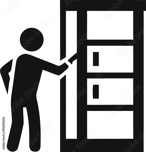 Person opening drawers in a tall filing cabinet for document retrieval or organization