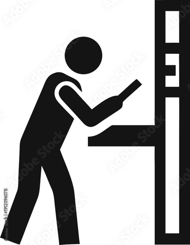 Person operating an industrial control panel or engaging with a machine interface