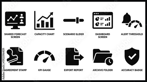 Collection of business icons for reporting and data analysis