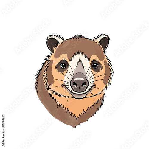 Illustration of Badger Head Portrait.