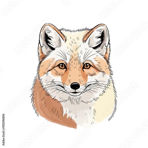 Red Fox Head Illustration.