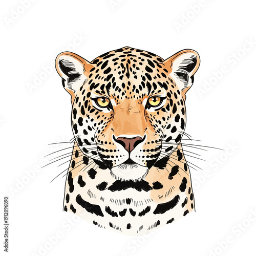 Leopard Head Illustration Close Up.