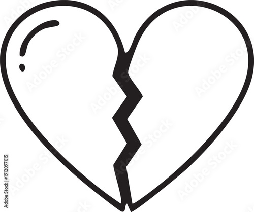 Broken heart icon silhouette symbolizing heartbreak, divorce, and relationship failure