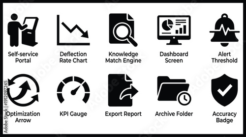 Collection of business intelligence and optimization icons