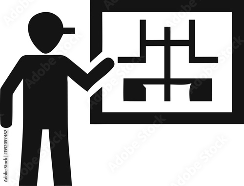 Professional showing an architectural plan, discussing construction blueprints or a design layout