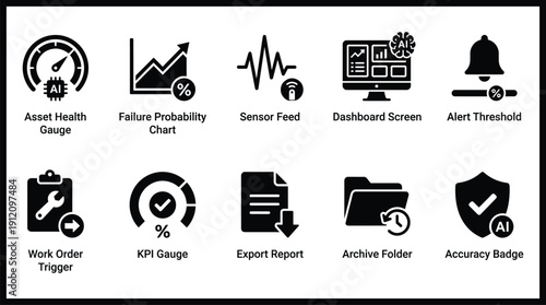 Collection of icons for dashboard and data analysis tools