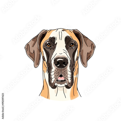 Great Dane Dog Head Illustration.