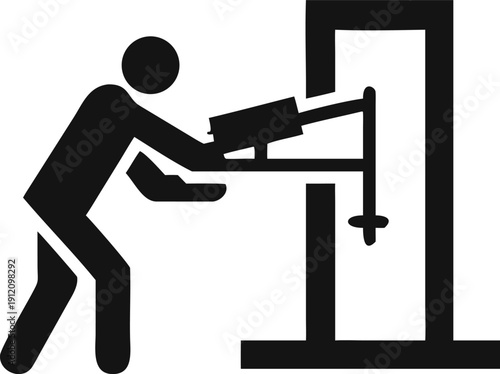 Skilled Industrial Worker Operating a Large Hydraulic Press Machine for Production Icon