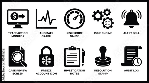 Fraud detection and risk management system icons