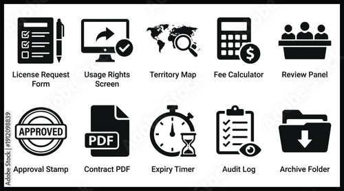 Icons for business productivity and organization