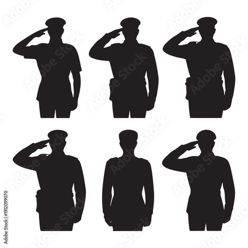 soldier man salute silhouette vector