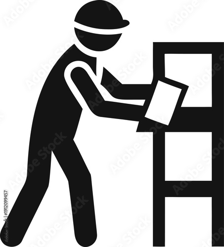 Worker Wearing Hard Hat Arranging Products on Store Shelves for Inventory Management