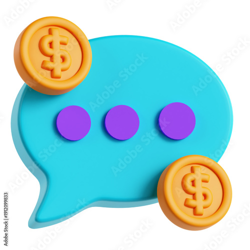 Financial conversation and money exchange via digital messaging icons