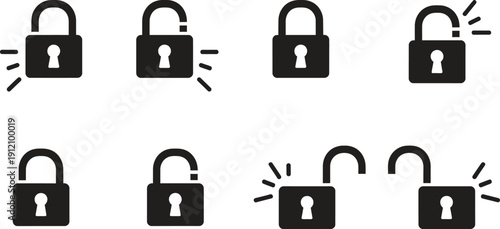 Secure padlock icons for safety and protection concepts