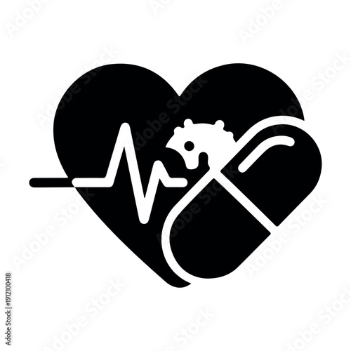 Heart shape with stethoscope and mouse medical healthcare symbol isolated on white background vector illustration