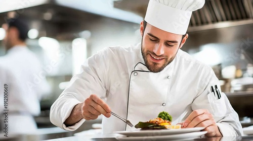 Professional Chef Plating Gourmet Dish