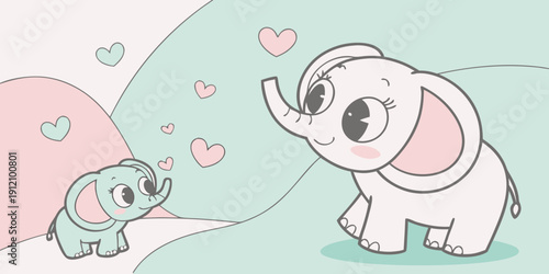 A heartwarming scene of two adorable cartoon animals sharing a tender moment.