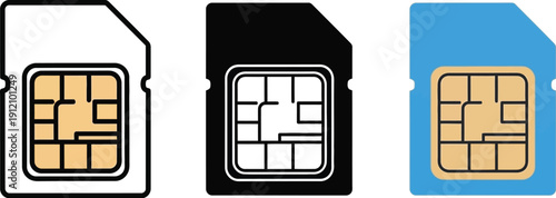 Colorful SIM cards in white, black, and blue for mobile devices