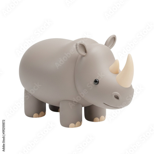 Chubby Rhino Sculpture, Playful Animal Figurine with a Friendly Face
