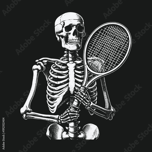 Skeleton Athlete: A Grim Tennis Players Final Match.