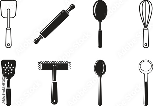 Kitchen utensils for cooking and baking