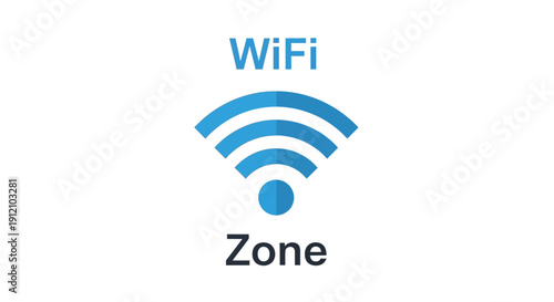 Illustration of WiFi Zone symbol with wireless signal waves and connectivity indicator
