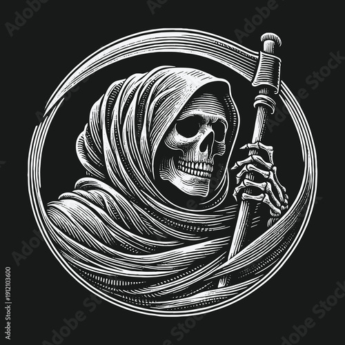 Grim Reaper Illustration: A Hauntingly Beautiful Depiction of Death.