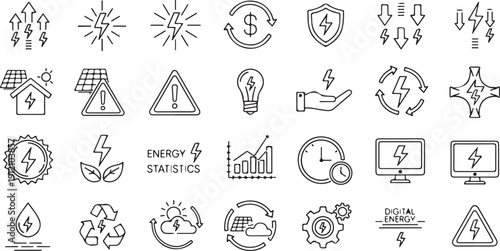 Set of black line vector icons related to business finance investment and money management with percentage signs