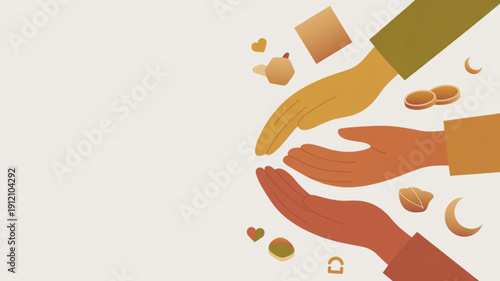 Handshake over an Eid-themed background, symbolizing greetings, friendship, and celebration. Ideal for festive wishes, Eid cards, cultural events, and community or social concepts.