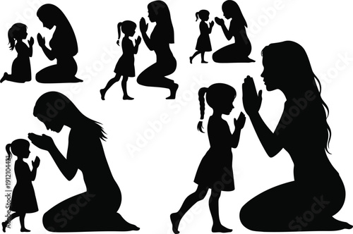 Mother and daughter sharing heartfelt prayer moments together