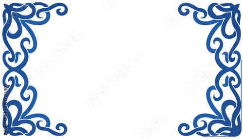 Ornate blue swirl patterns adorning two corners, providing a stylish and decorative graphic element perfect for enhancing visual compositions and borders