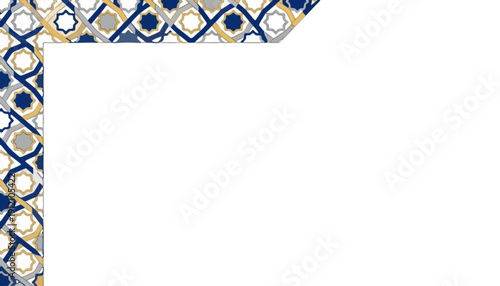 Traditional Islamic Geometric Pattern Border with Abstract Moroccan Mosaic Design