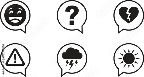 Emotive chat icons for various feelings and weather conditions