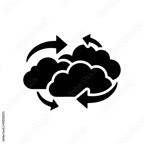 Cloud computing or data synchronization icon with arrows.