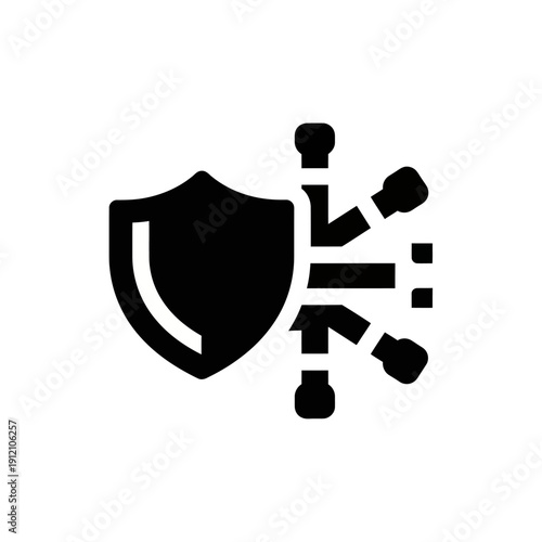Cybersecurity shield protecting against malware and viruses.