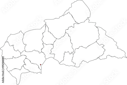 Outline capital mark of Central Africa Republic on its map vector illustration 