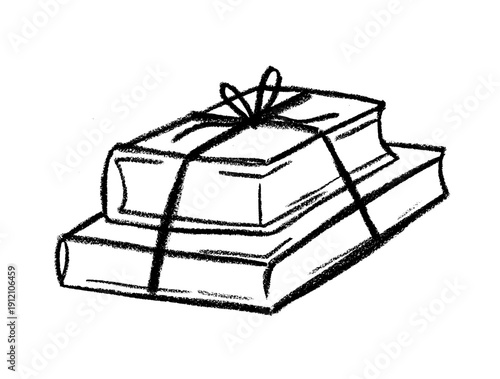 Books Ties Together Drawing Crayon Chalk Wax Vector