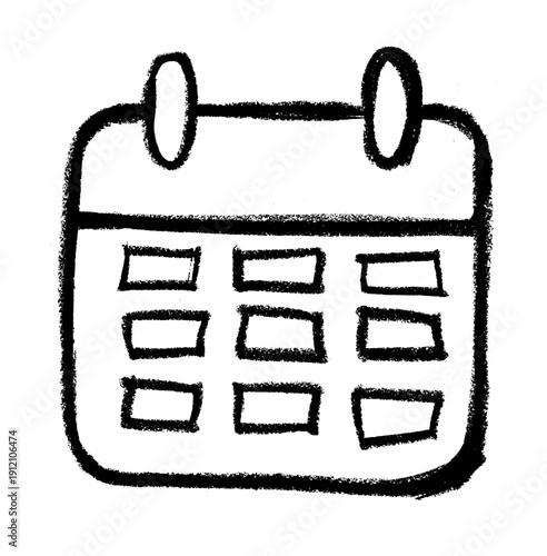 Calendar Icon Drawing Crayon Chalk Wax Vector