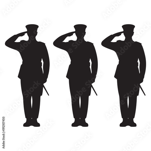 soldier man salute silhouette vector