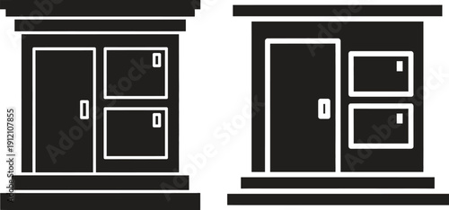 Modern black and white door icons with sleek designs