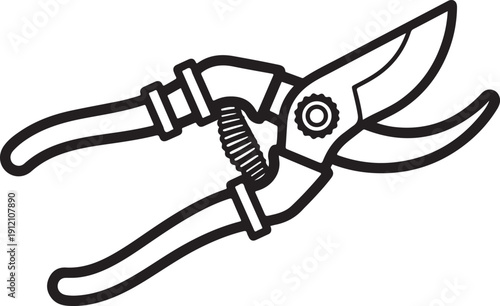 Gardening pruning shears with spring mechanism sharp blades for cutting branches and stems vector