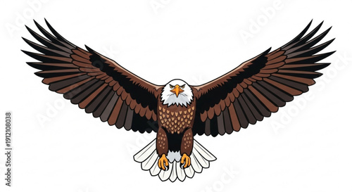 American bald eagle spreads wings in flight symbolizing freedom and power