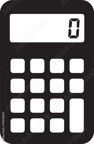 Digital calculator icon simple black electronic device silhouette for financial accounting math calculation tool business vector object