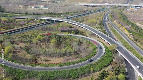 Wallpaper Mural Aerial Highway Interchange with Rail Lines and Spring Landscape Torontodigital.ca