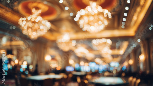 Luxury casino hall, blurred bokeh background, Las Vegas, poker room, gambling house, slot machines, defocused backdrop, lights