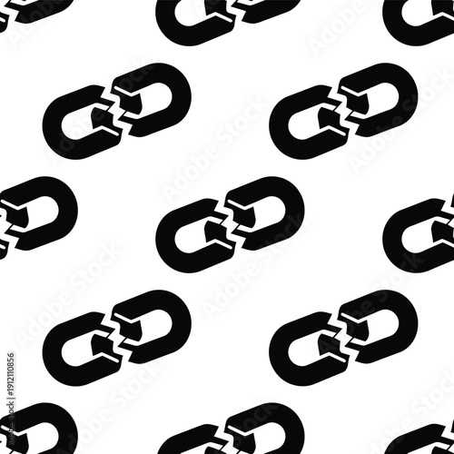 Seamless pattern of broken chain links in black